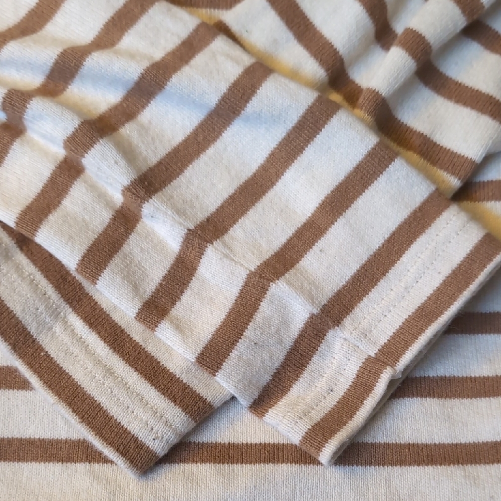 Armor Lux Long Sleeve Striped Tee in Cream and Brown - Picture 5 of 8